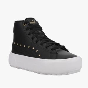 Puma Girl’s Kaia Mid Stud Black Leather Platform Sneakers. Excellent Condition.